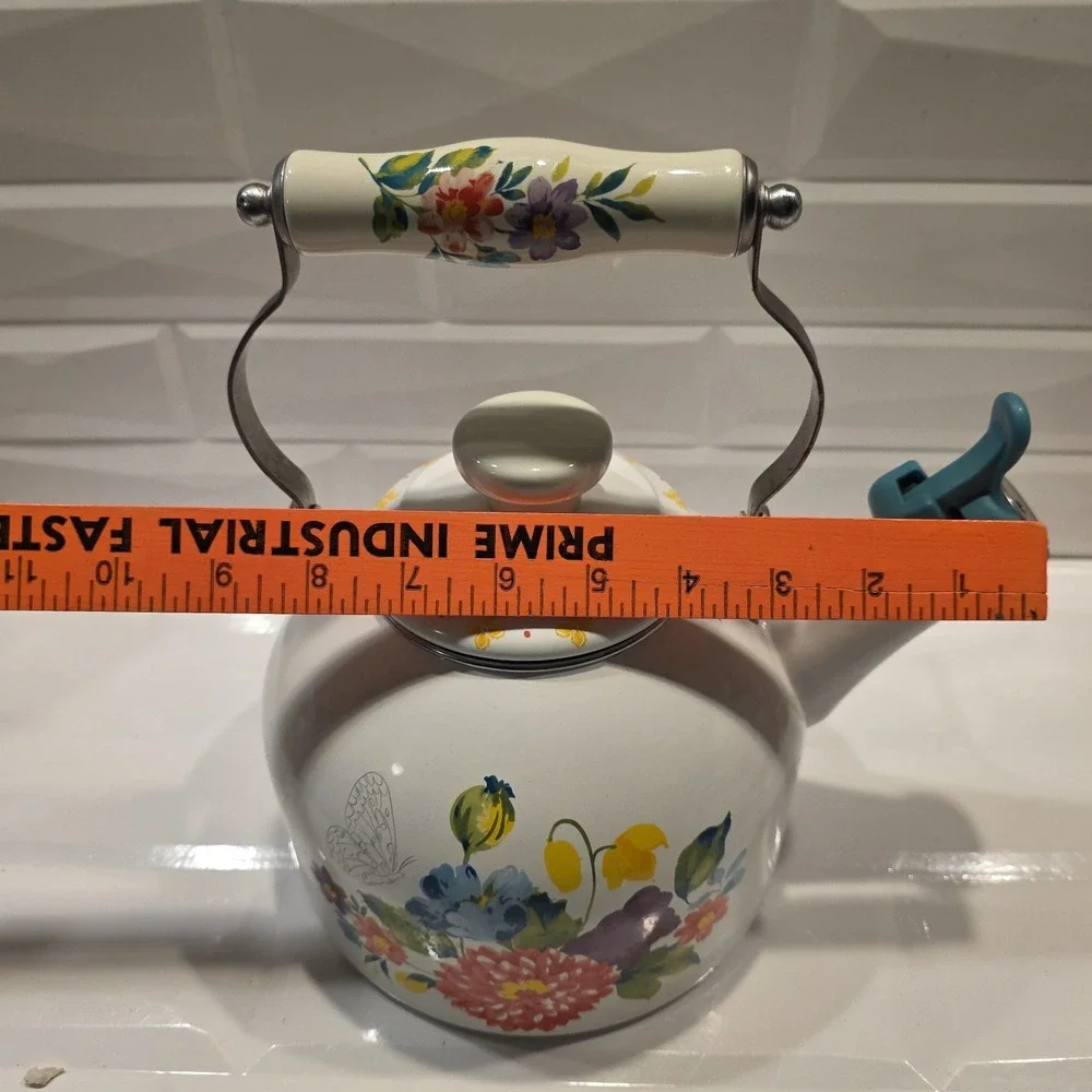 Pioneer Woman Whistling Tea Kettle 2 Quart Blooming Bouquet Enamel On Steel
